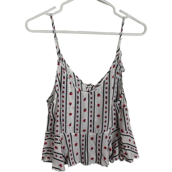 Intimately Free People White Red Floral Semi Sheer Cami Top Women's Size Medium - Picture 8 of 10